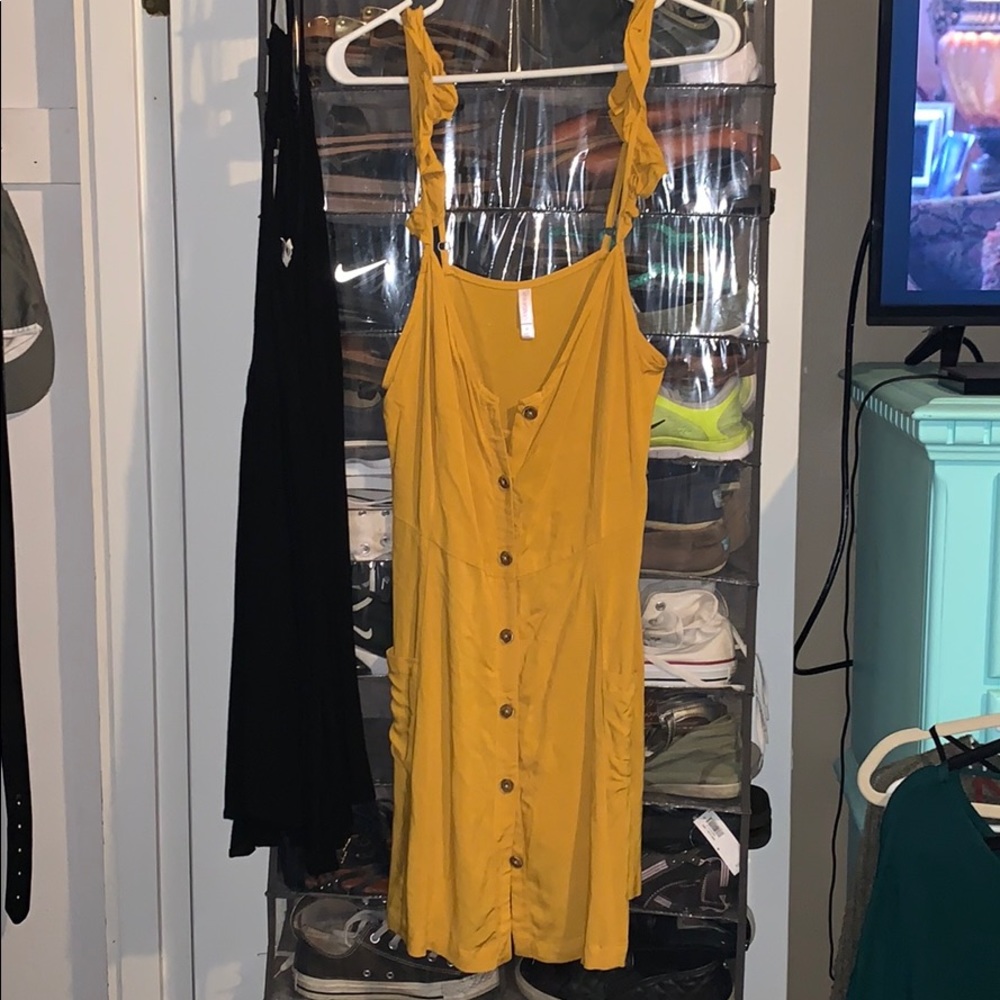 Yellow button down dress